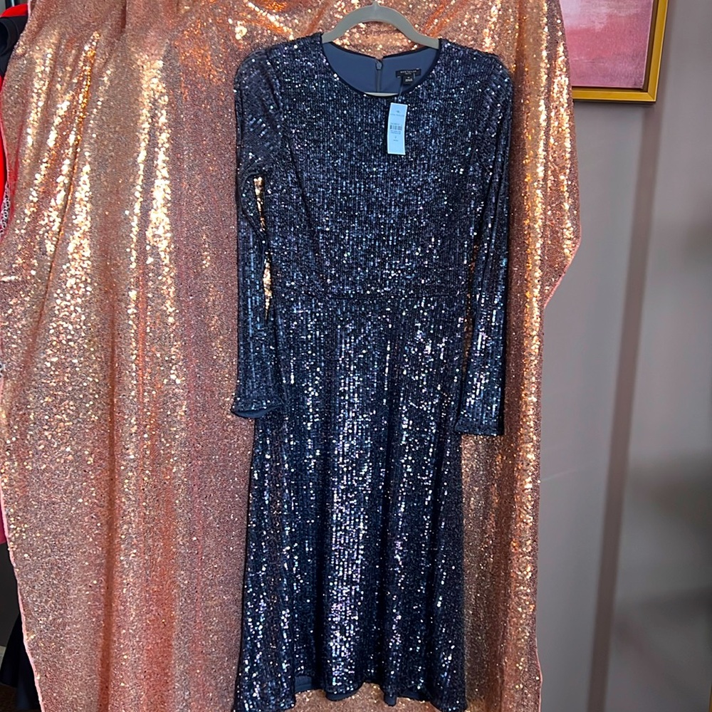 Ann Taylor Sequin Navy Blue midi dress